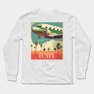 Egypt Plane Vintage Travel Art Poster Long Sleeve T-Shirt